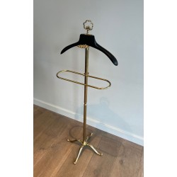 Gentleman’s Valet Stand, Neoclassical, Brass and Wood, French, 1940