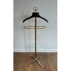 Valet de Nuit Néoclassique, Laiton et Bois, France, 1940