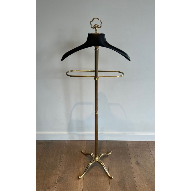 Gentleman’s Valet Stand, Neoclassical, Brass and Wood, French, 1940