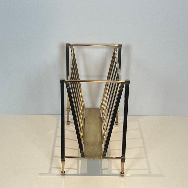 Magazine Rack Attributed to Maison Ramsay, Neoclassical Brass, French, 1940