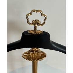 Valet de Nuit Néoclassique, Laiton et Bois, France, 1940