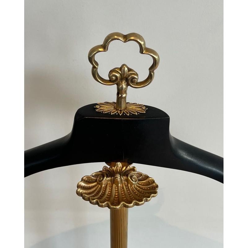 Gentleman’s Valet Stand, Neoclassical, Brass and Wood, French, 1940