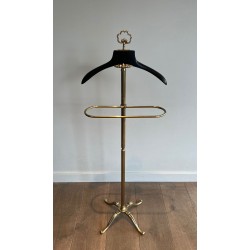 Gentleman’s Valet Stand, Neoclassical, Brass and Wood, French, 1940