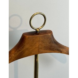 Valet de Nuit Pliant sur Roulettes, Néoclassique, Laiton, France, 1940