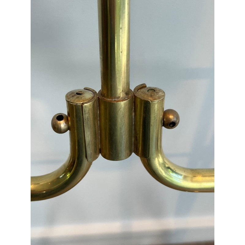 Folding Valet Stand on Casters, Neoclassical Brass and Wood, French, 1940
