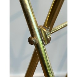 Folding Valet Stand on Casters, Neoclassical Brass and Wood, French, 1940