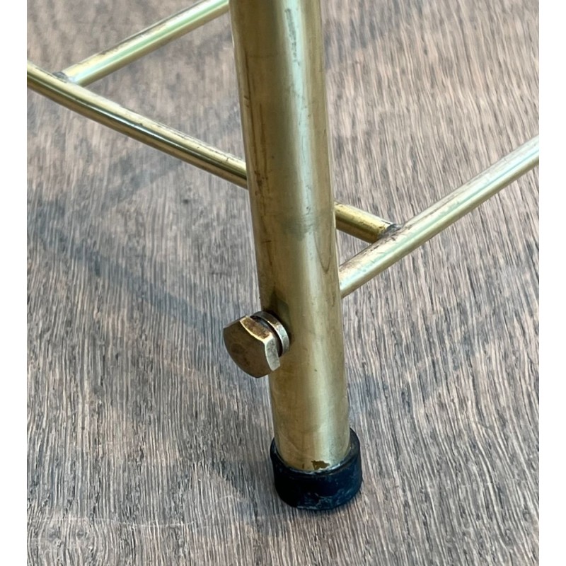 Folding Valet Stand on Casters, Neoclassical Brass and Wood, French, 1940