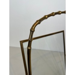 Faux-Bamboo Magazine Rack by Maison Baguès, Bronze and Brass, French, 1940