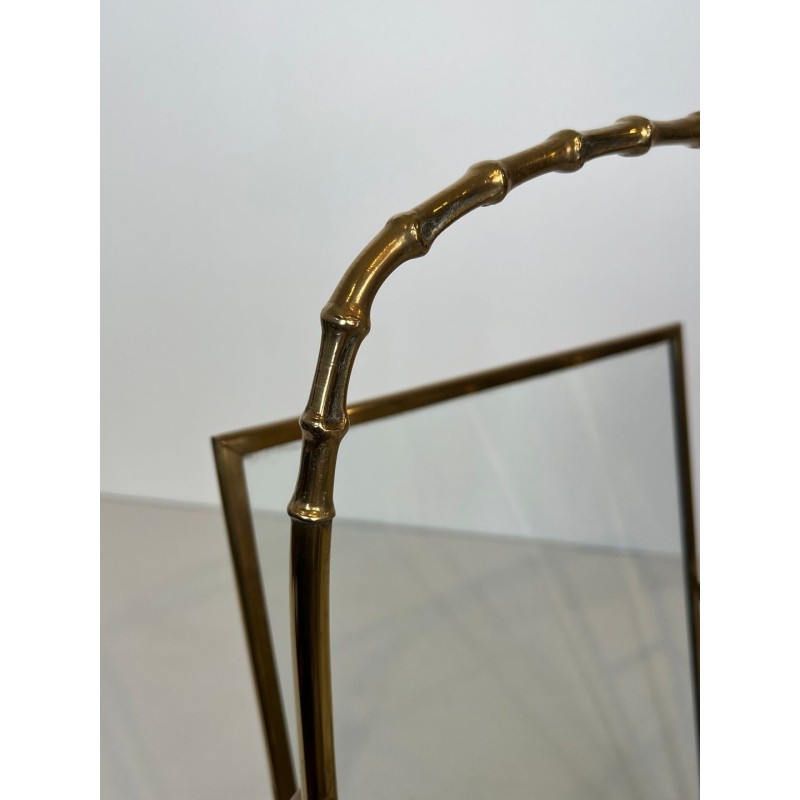 Porte-Revues Faux-Bambou Maison Baguès, Bronze et Laiton, France, 1940