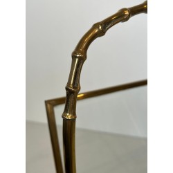 Porte-Revues Faux-Bambou Maison Baguès, Bronze et Laiton, France, 1940