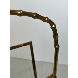Porte-Revues Faux-Bambou Maison Baguès, Bronze et Laiton, France, 1940