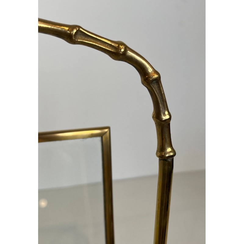 Porte-Revues Faux-Bambou Maison Baguès, Bronze et Laiton, France, 1940