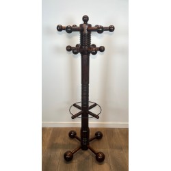 Coat Rack in Carved Oak by Charles Dudouyt, Brutalist, French, 1950