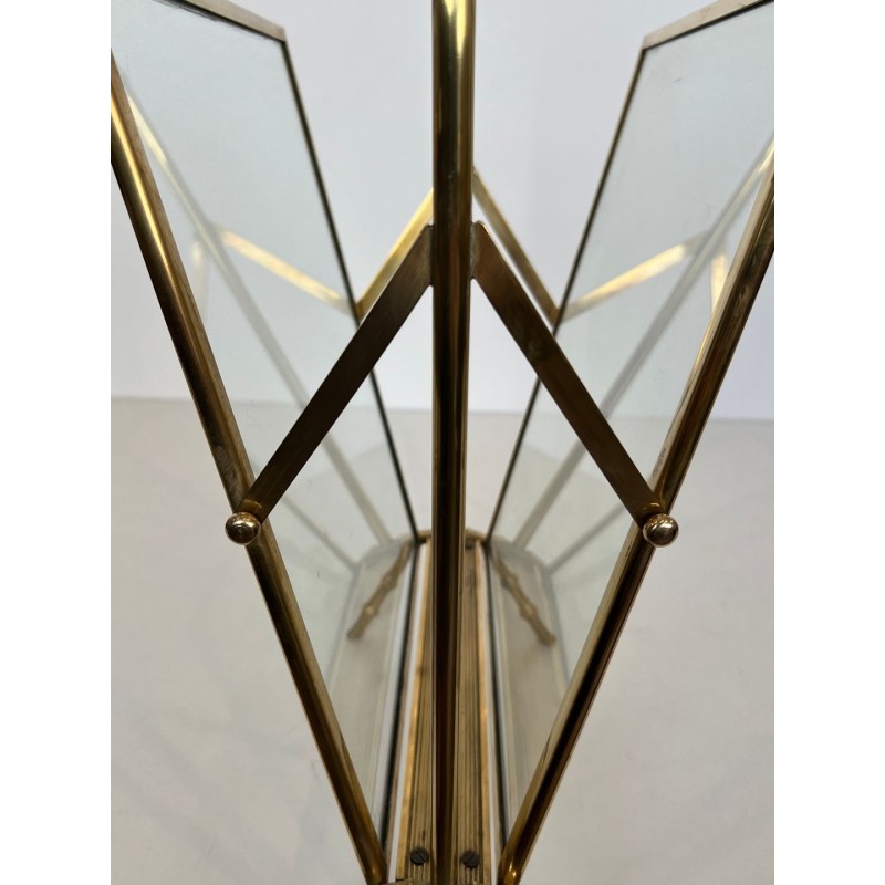 Porte-Revues Faux-Bambou Maison Baguès, Bronze et Laiton, France, 1940