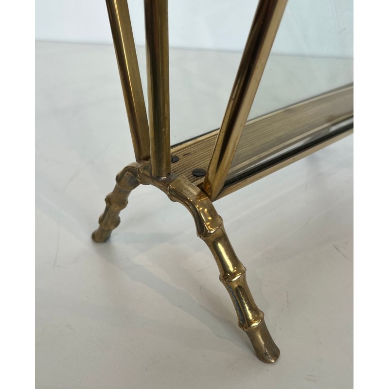 Porte-Revues Faux-Bambou Maison Baguès, Bronze et Laiton, France, 1940