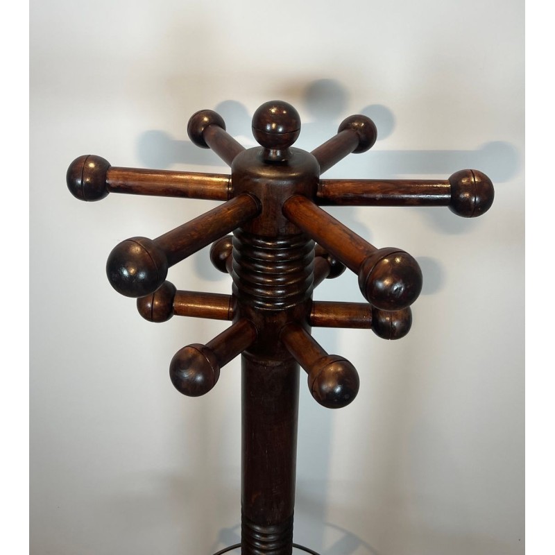 Coat Rack in Carved Oak by Charles Dudouyt, Brutalist, French, 1950