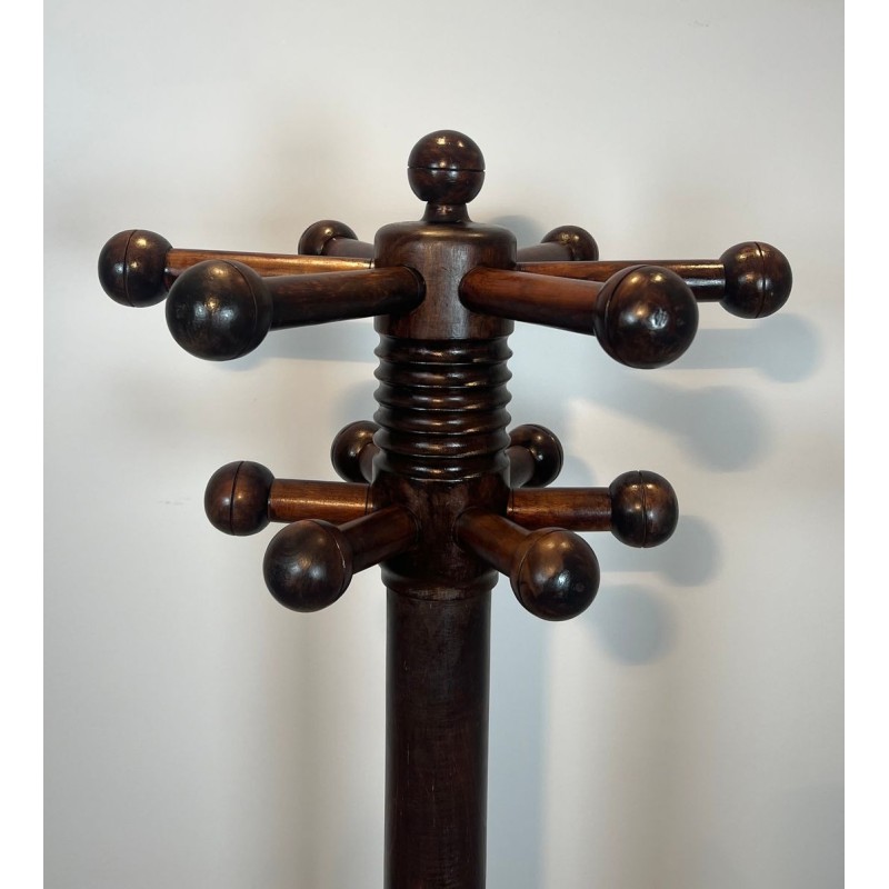 Coat Rack in Carved Oak by Charles Dudouyt, Brutalist, French, 1950