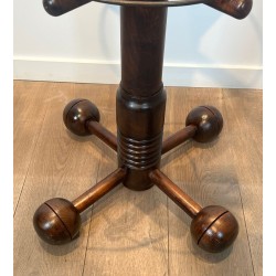 Coat Rack in Carved Oak by Charles Dudouyt, Brutalist, French, 1950