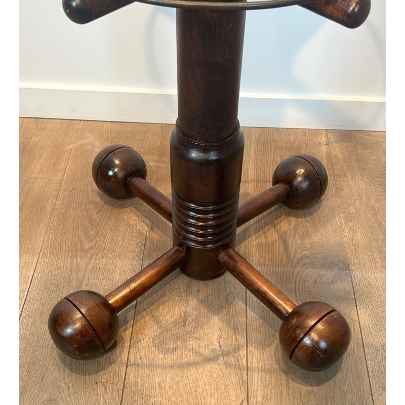 Coat Rack in Carved Oak by Charles Dudouyt, Brutalist, French, 1950