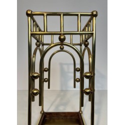 Umbrella Stand in Brass, Style of Josef Hoffmann, Austrian, circa 1900