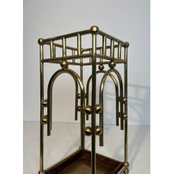 Umbrella Stand in Brass, Style of Josef Hoffmann, Austrian, circa 1900