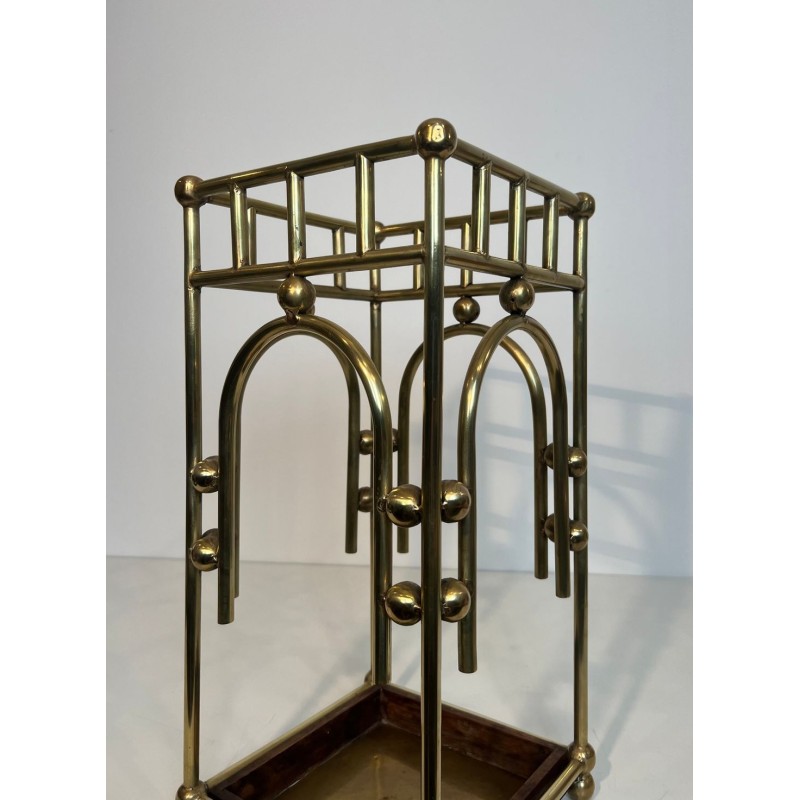 Umbrella Stand in Brass, Style of Josef Hoffmann, Austrian, circa 1900