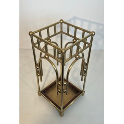 Umbrella Stand in Brass, Style of Josef Hoffmann, Austrian, circa 1900