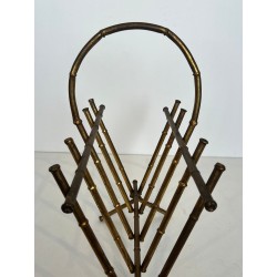 Porte-Revues Faux-Bambou Métal Doré, Maison Baguès, France, v. 1940