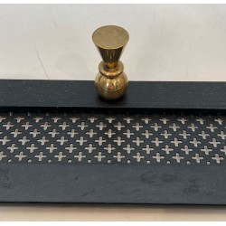 Coat Rack, Black Lacquered Metal and Brass, Style of Mathieu Matégot, French, 1950