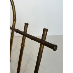Gilt Metal Faux-Bamboo Magazine Rack, Maison Baguès, French, c. 1940