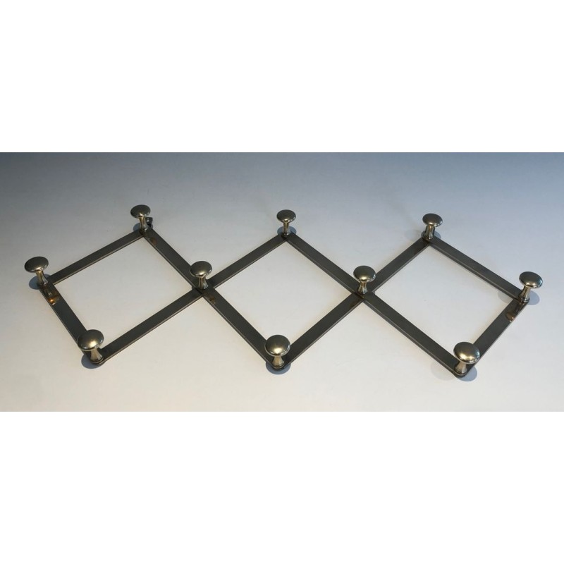 Brass Accordion Wall Coat Rack, French, c. 1970