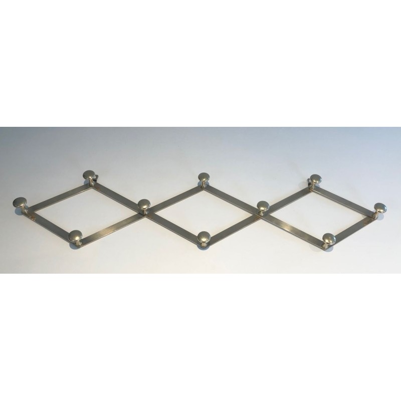 Brass Accordion Wall Coat Rack, French, c. 1970