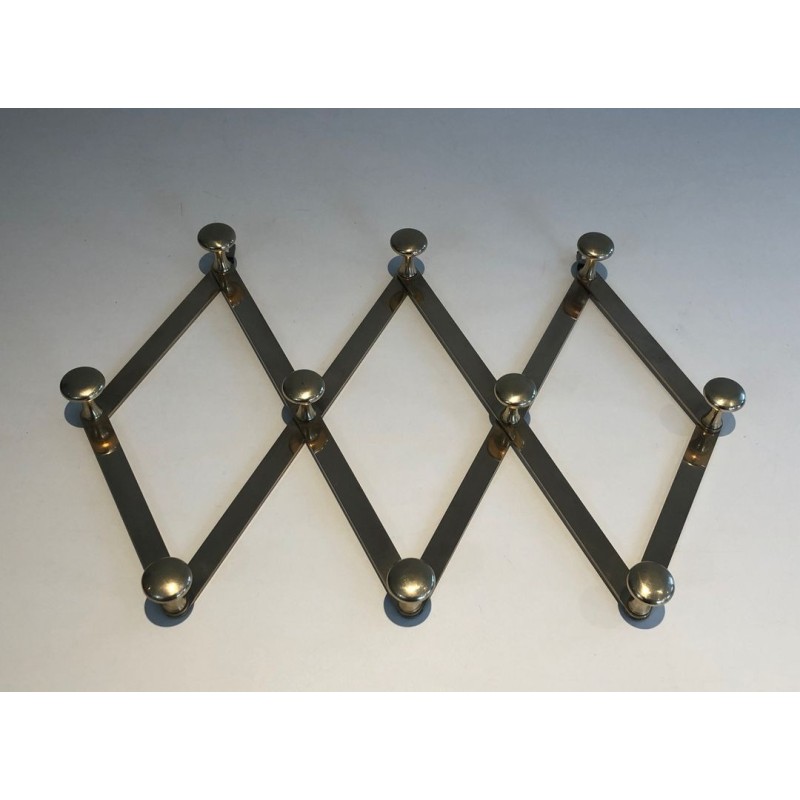 Brass Accordion Wall Coat Rack, French, c. 1970