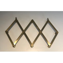 Brass Accordion Wall Coat Rack, French, c. 1970