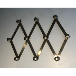 Brass Accordion Wall Coat Rack, French, c. 1970