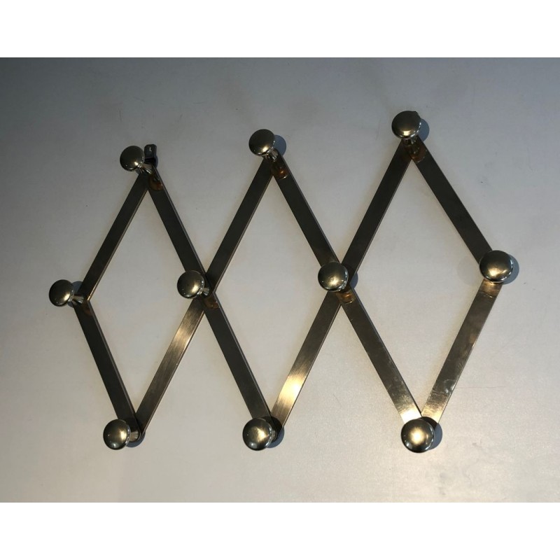 Brass Accordion Wall Coat Rack, French, c. 1970