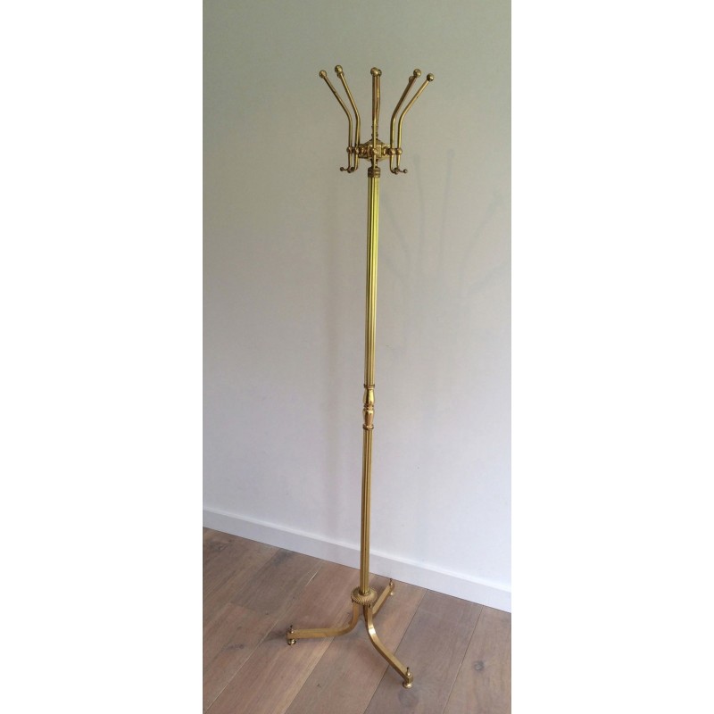 Brass Freestanding Coat Rack, Neoclassical Style, French, c. 1940