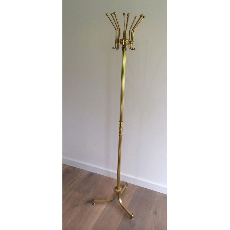 Brass Freestanding Coat Rack, Neoclassical Style, French, c. 1940