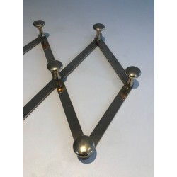 Brass Accordion Wall Coat Rack, French, c. 1970