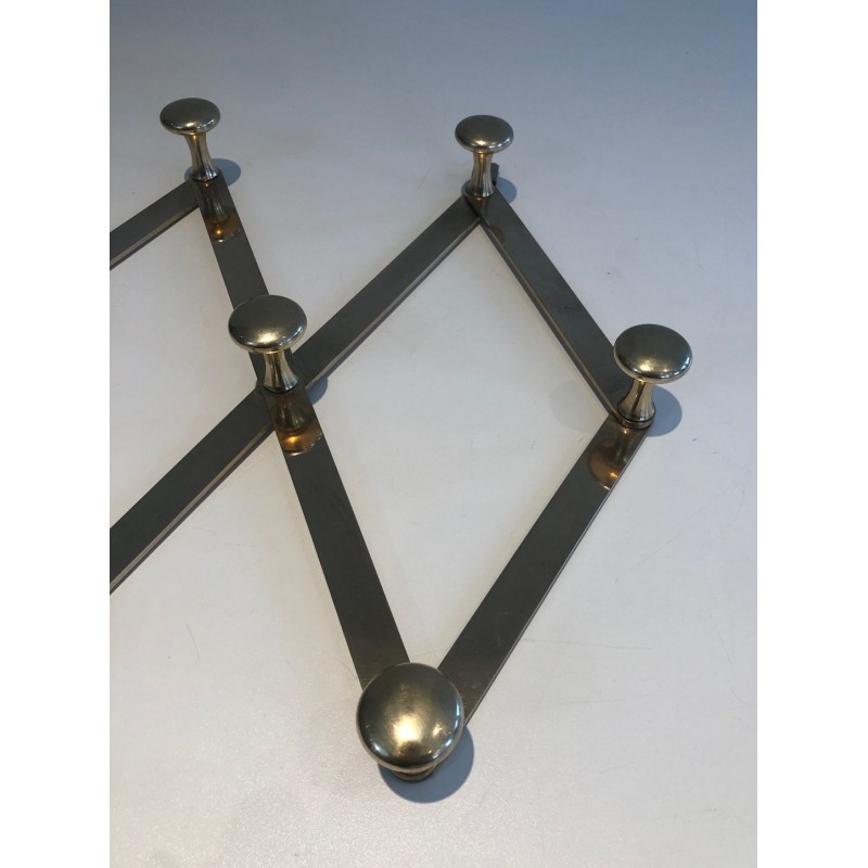 Brass Accordion Wall Coat Rack, French, c. 1970