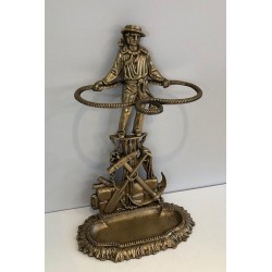 Porte-Parapluie en Bronze Figuratif, Marin, Art Nouveau, France, v. 1900