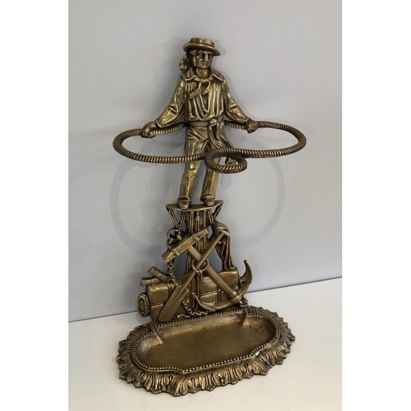 Bronze Figurative Umbrella Stand, Sailor, Art Nouveau, French, c. 1900