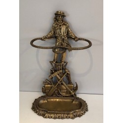 Bronze Figurative Umbrella Stand, Sailor, Art Nouveau, French, c. 1900