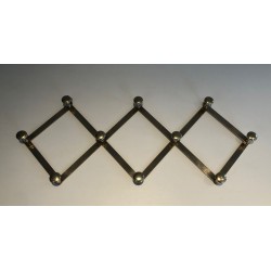 Brass Accordion Wall Coat Rack, French, c. 1970