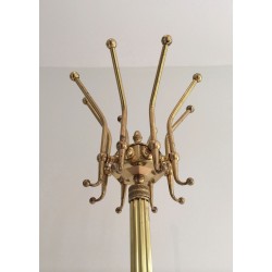 Brass Freestanding Coat Rack, Neoclassical Style, French, c. 1940