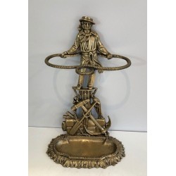 Porte-Parapluie en Bronze Figuratif, Marin, Art Nouveau, France, v. 1900