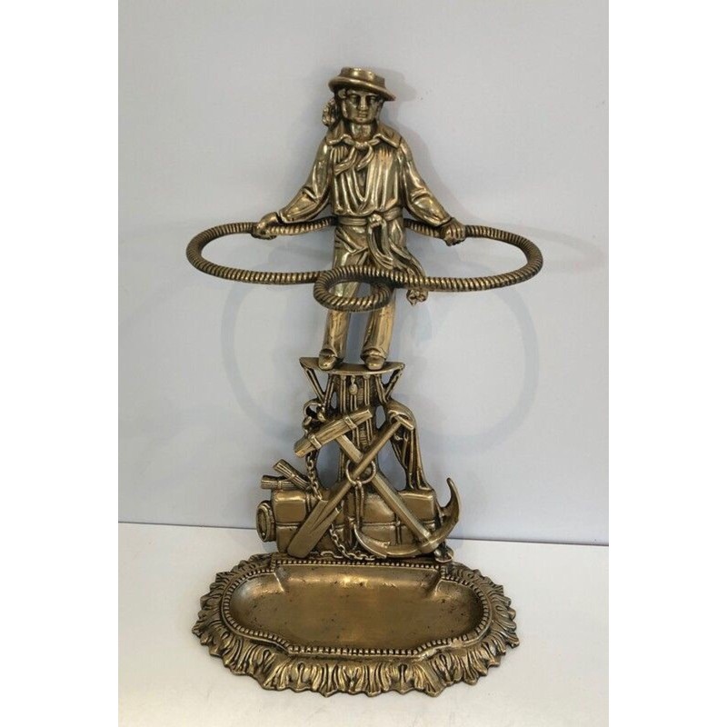 Porte-Parapluie en Bronze Figuratif, Marin, Art Nouveau, France, v. 1900