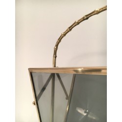 Porte-Revues Faux-Bambou Laiton Verre Teinté, Maison Baguès, v. 1940