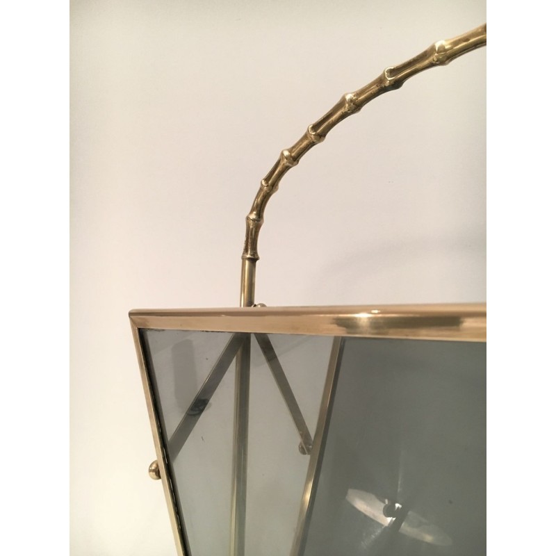 Porte-Revues Faux-Bambou Laiton Verre Teinté, Maison Baguès, v. 1940