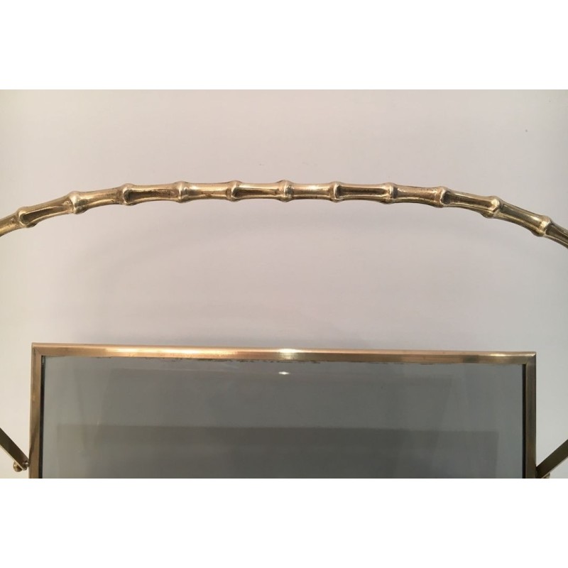 Porte-Revues Faux-Bambou Laiton Verre Teinté, Maison Baguès, v. 1940